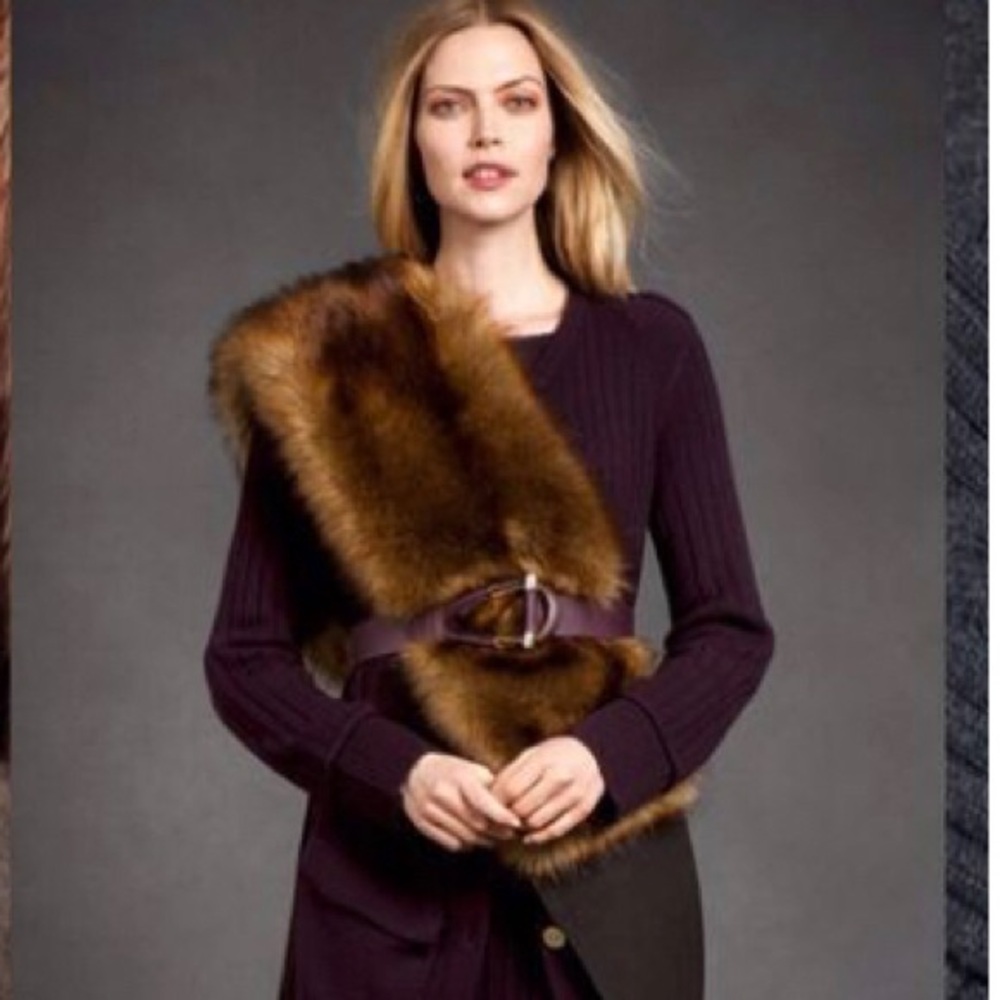 WORTH NEW YORK • Stunning Brown Faux Fur Scarf - Picture 4 of 12